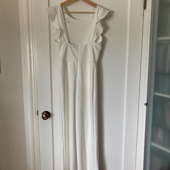 Lulu's White Ruffled Wide-Leg Jumpsuit (Size Small) - Picture 3 of 4